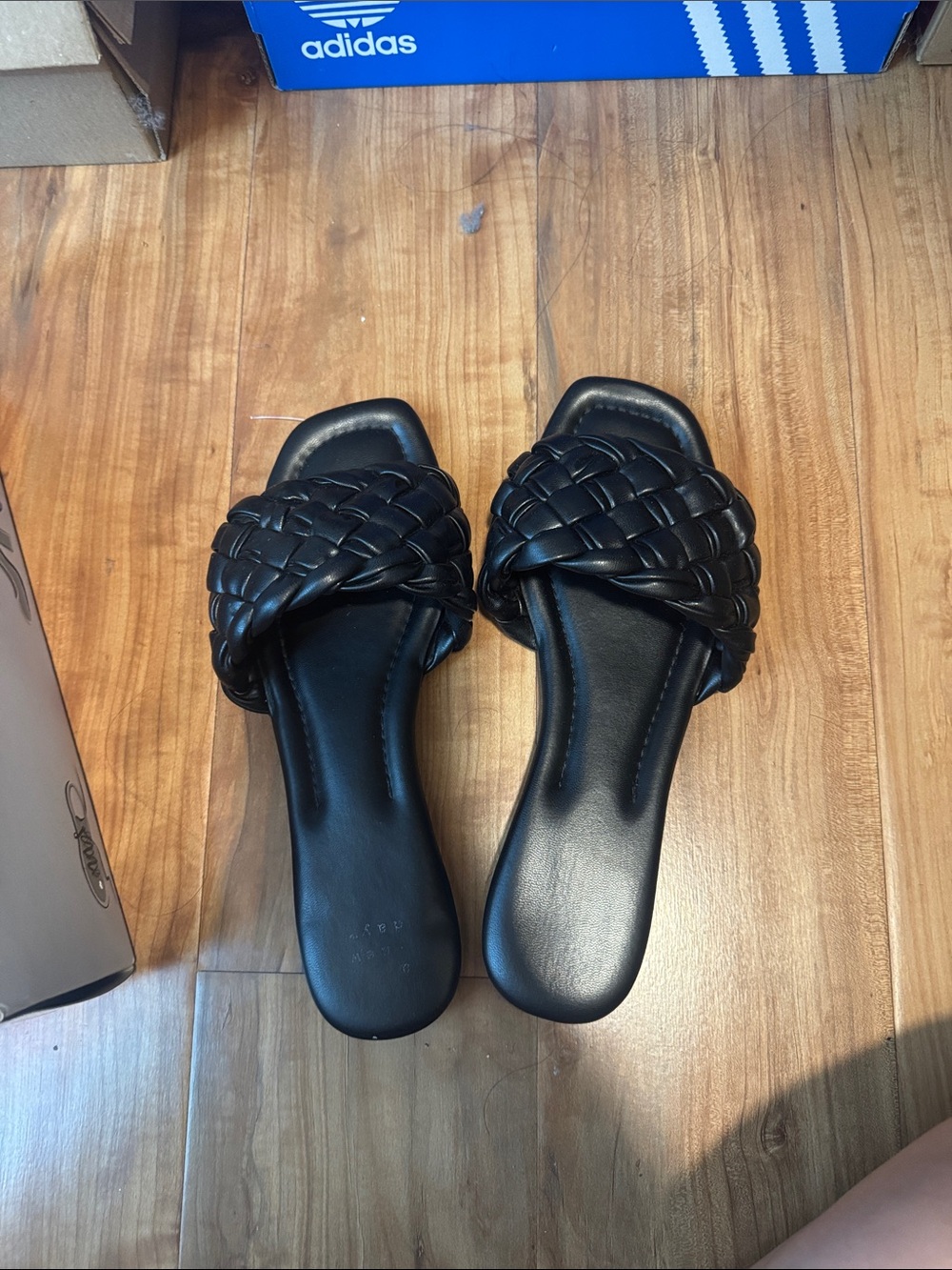 a new day Black Braided Slide Sandals